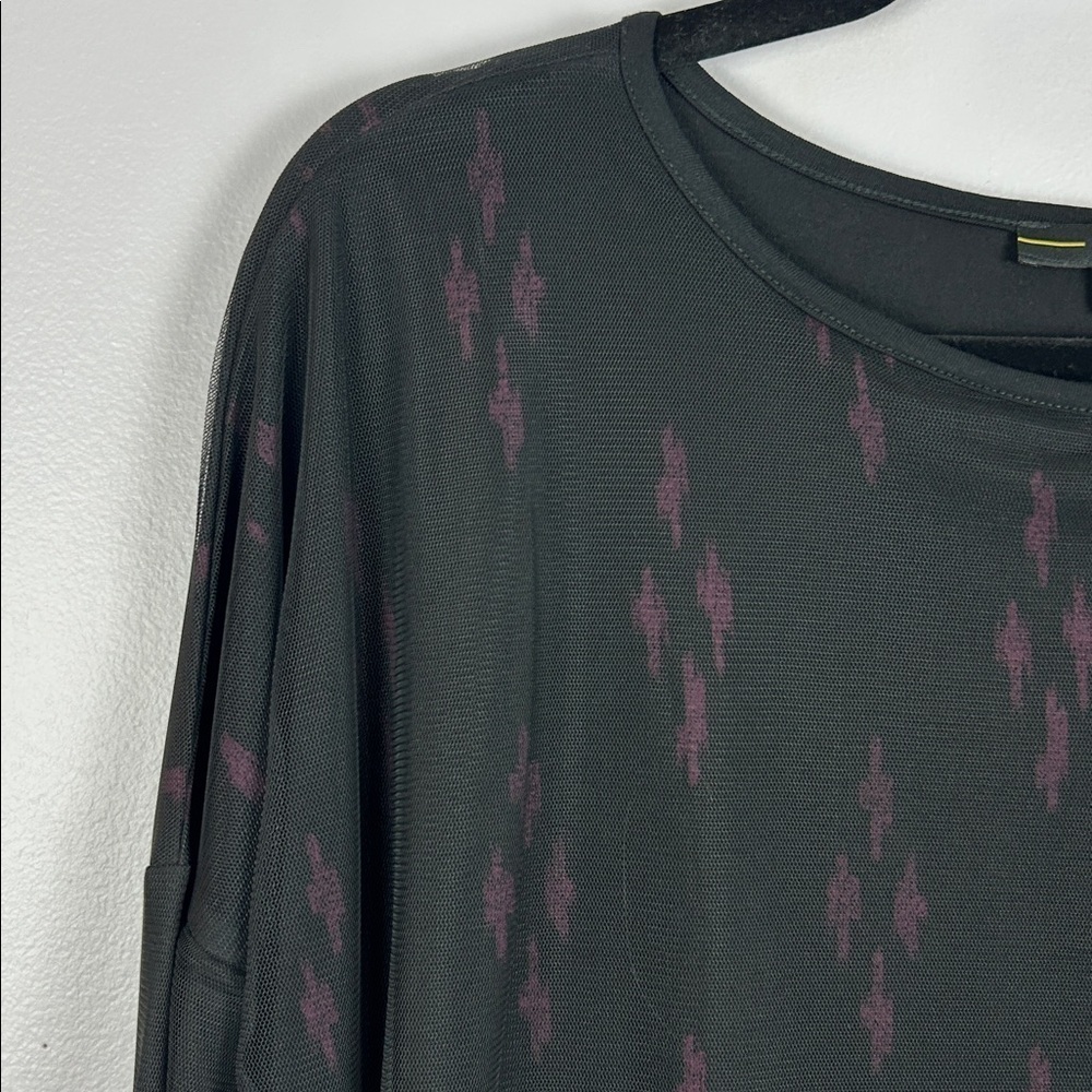 Kozan Black Mesh Top Sheer Overlay Tunic Long Sleeve Stretch Size Medium - Picture 5 of 14